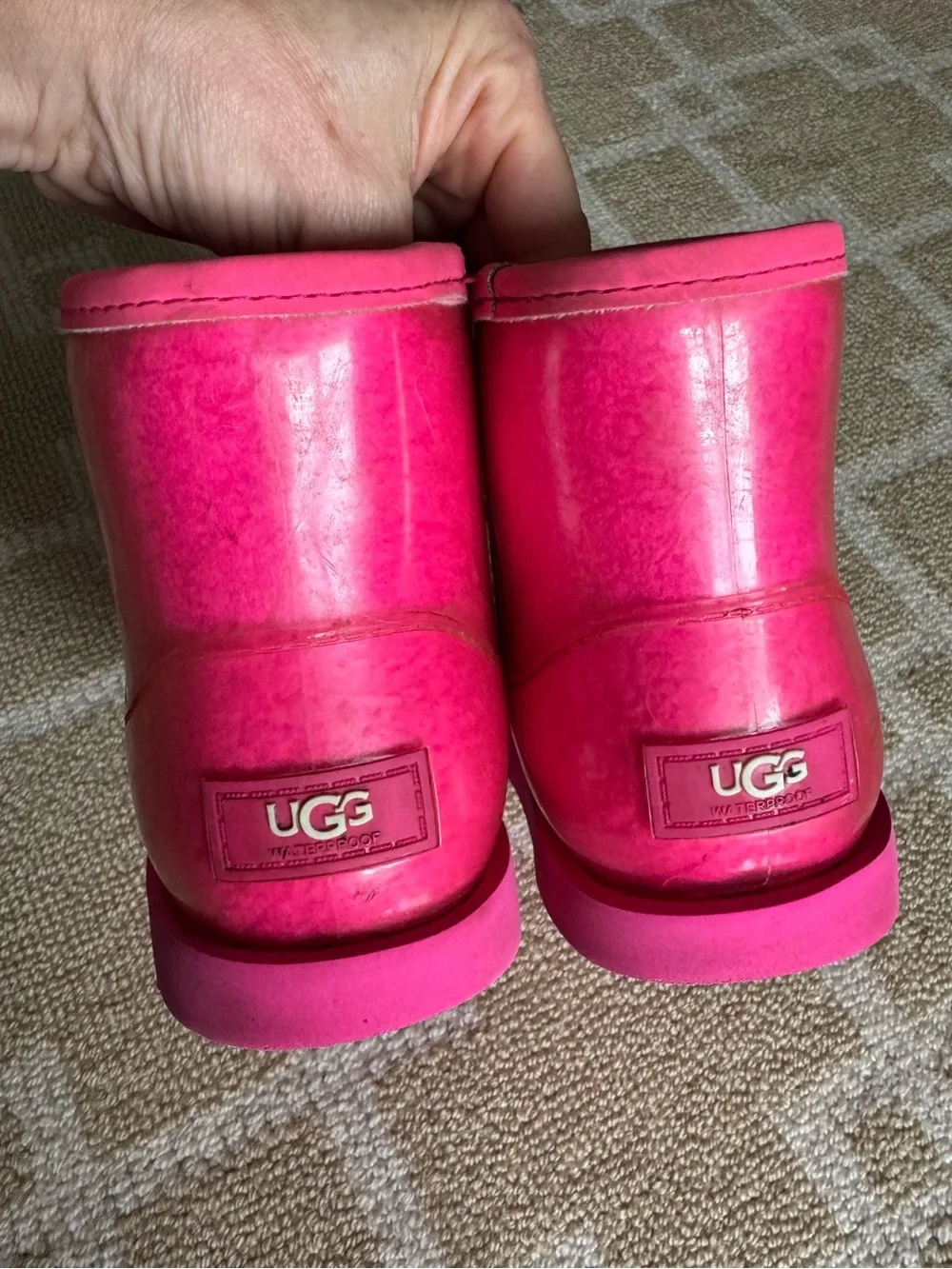 UGG Classic Clear Mini Waterproof Translucent Boots Hot Pink Kids Size 1